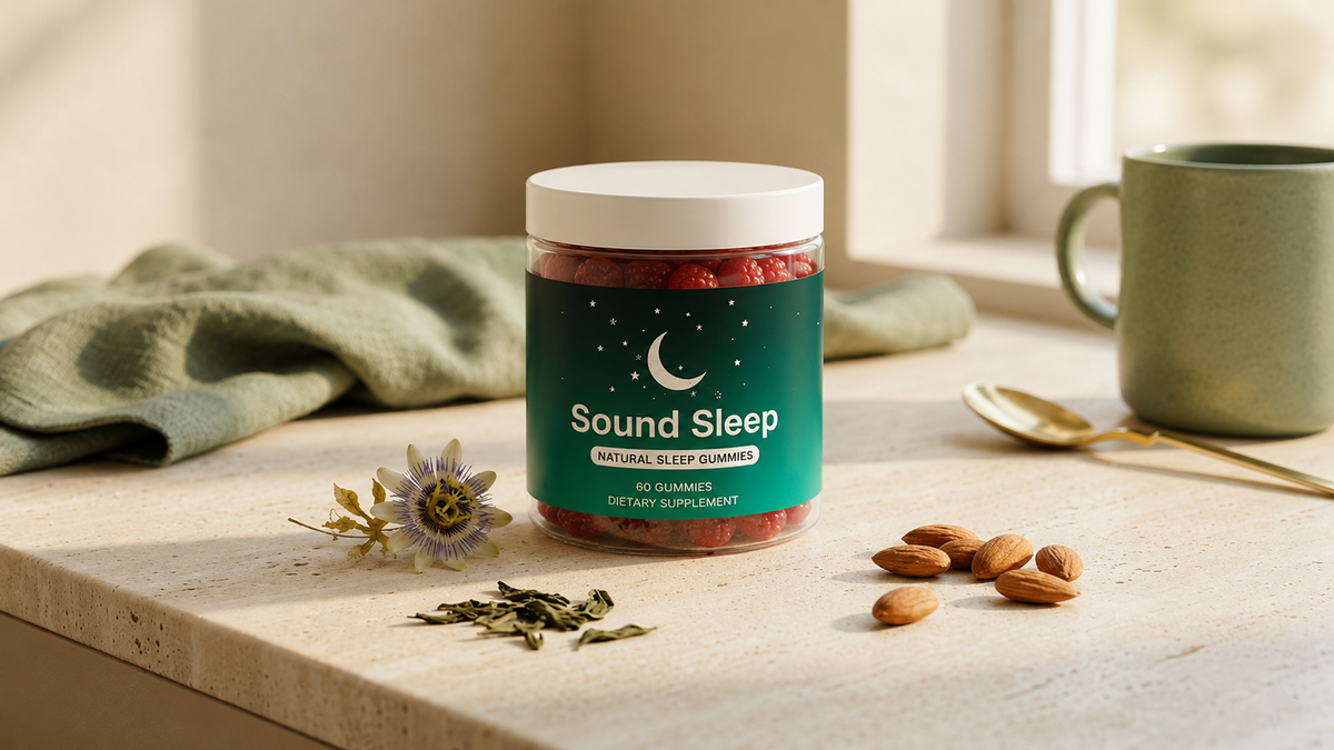 HealthElevate Sound Sleep melatonin-free hormonal sleep support gummies with natural botanical ingredients